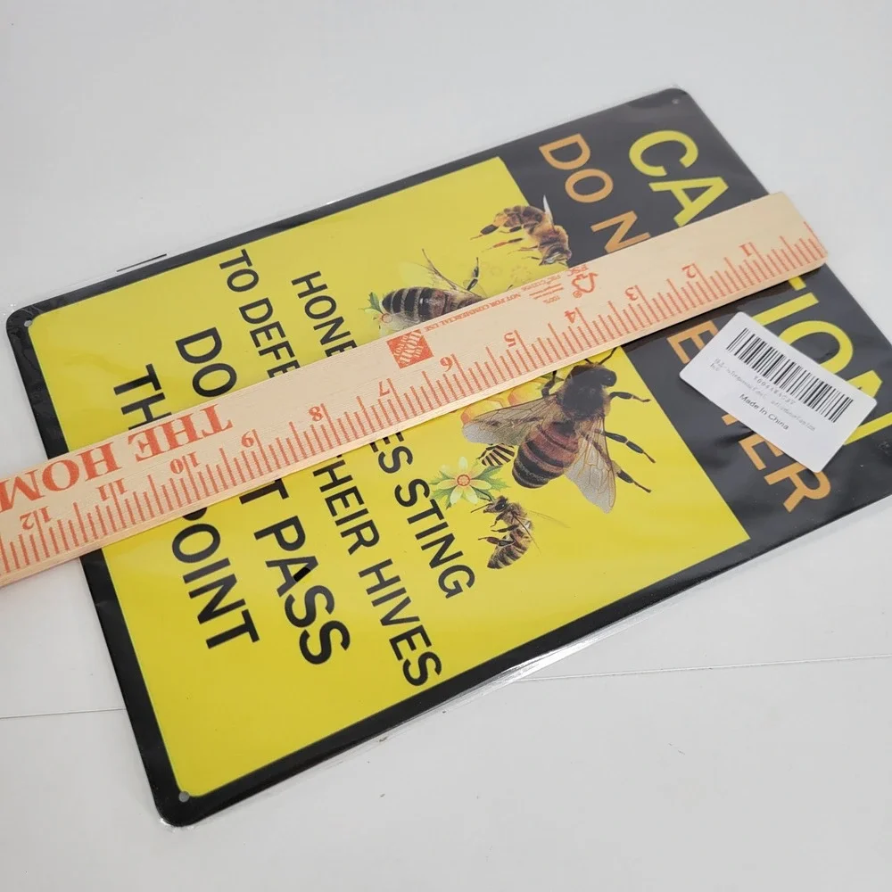 Metal Sign Wall Art Caution Honeybees‎ Sting Do Not Enter Yellow Black